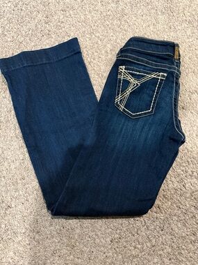 Ariat Dark Blue Flare Jeans with Contrast Pocket Stitching